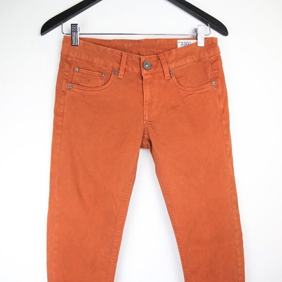 G-star Raw 3301 Orange Skinny Super Slim Fit Jeans Size W26 L34 - Picture 2 of 8